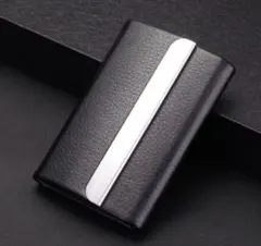 名刺入れ ブラック 大容量 マグネット式 カードケース 仕事 メタルライン