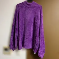 Bershka 紫 バイオレット L 冬コーデ モヘヤ シャギー