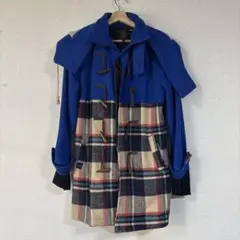 KMK KINGLY MASK ダッフルコート 青 チェック柄