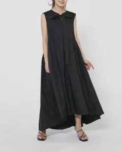SEVENTEN セブンテン　洗える　タフタボウタイドレス　マキシ丈　ブラックのサムネイル