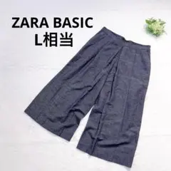 ザラベーシック タックワイドパンツ ゆったり カジュアル ネイビー L相当
