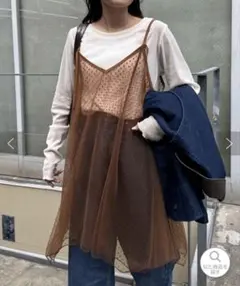 【CIAOPANIC TYPY】ドットチュールキャミチュニック ブラウン