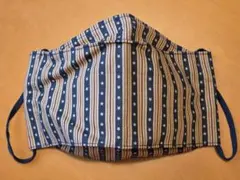 メンズ ストライプ 星柄 コットンハンドメイドマスク　値引き対応致します。