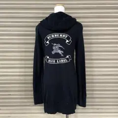 バーバリーブルーレーベル 伊製生地 チュニック丈 ニットパーカー ダブルジップ