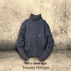 美品 90s TOMMY HILFIGER ウール タートルネック ニット S