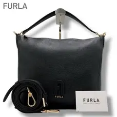 美品✨フルラ アテナ 2way ハンドバッグ ショルダー レザー 黒 ブラック