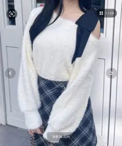 INGNI 肩リボンワンショルフェザーニット