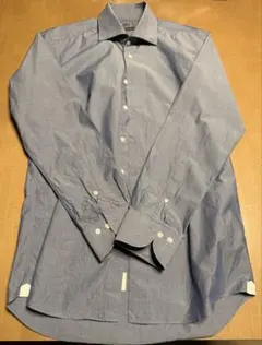 HILTON デニムブルー 長袖ドレスシャツ M ワイドカラー戸賀TOGA