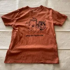 グラニフ　レンガ色　煉瓦　オレンジ系　猫仮面　Tシャツ S