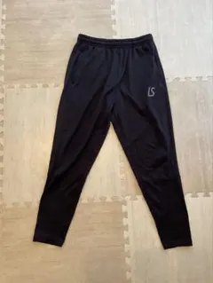 LS ロゴ入り 黒 サッカー ジャージパンツ