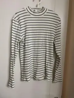 ユニクロ リブ　ハイネックボーダーT 長袖　Mサイズ