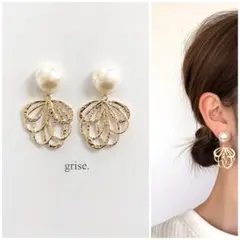 099 パール フラワー　ピアス イヤリング ハンドメイド　卒業式　入学式