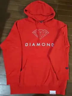 【M】Diamond Supply ロゴ パーカー フーディ 赤　裏起毛