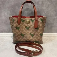 極美品】COACH ウィロウ トート恐竜 レキシー シグネチャー キャンバス