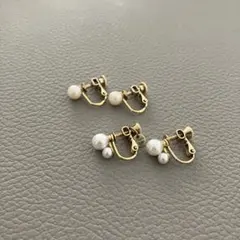 【美品】淡水パール　イヤリング　両耳×2セット