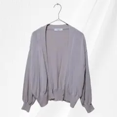 Samansa Mos2 blue ノーボタンカーディガン ドロップショルダー