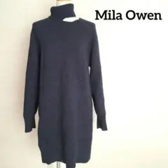 ミラオーウェン♡ワンピース　ニットワンピース　タートルネック　肩開き　ネイビー