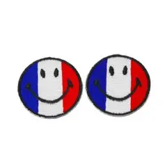 アイロンワッペン にこちゃん スマイル フランス 小さいサイズ 2枚セット