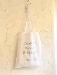 hugi トートバッグ　ロゴ　英字　レタリング　ドリームコア　エコバッグ