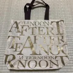 Afternoon Tea ベージュトートバッグ ロゴプリント　Mのサムネイル