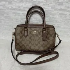 コーチ　ショルダー　ミニボストン　ローアンサッチェル・シグネチャーキャンバス