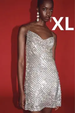 スパンコール ミニ スリップワンピース　XL
