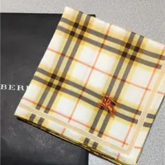 バーバリー 大判ハンカチーフ  オレンジホースマーク刺繍 新品