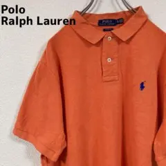 ラルフローレン　ポロシャツ　オレンジ　刺繍ロゴ　半袖シャツ　ワンポイントロゴ