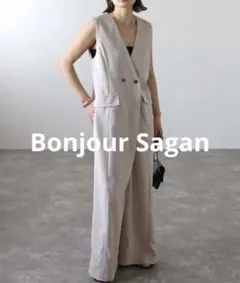 Bonjour Sagan フロント釦リネンライクオールインワン