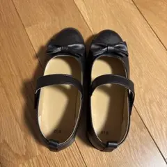 黒いリボン付きバレエシューズ 21.0