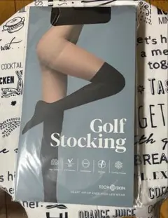韓国製 ゴルフストッキング ニーハイ風 美脚 UV対策 着圧 ブラック