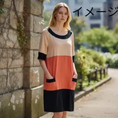 エポカ EPOCA バイカラー ニット ワンピース 40 L 色褪せ有