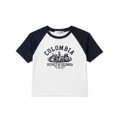 コロンビア プリントTシャツ 短丈 紺 白 半袖 Vネック SPINNSのサムネイル