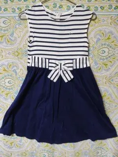 KUMIKYOKU ストライプ ノースリーブワンピース LL