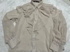 ZARA フリル付　ブラウス　ベージュ