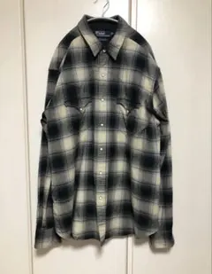 ラルフローレン ralph lauren オンブレチェック　ネルシャツ　黒
