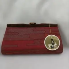 ①　未使用　和装バッグ　がま口バッグ　大島紬　ハンドバッグ