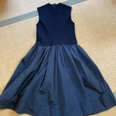 トゥモローランドノースリーブフレアワンピース ネイビー