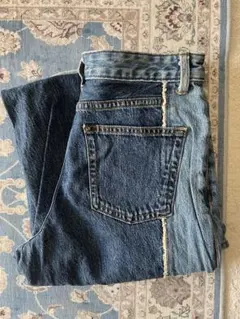 ストレートデニム パネルデザイン ハイウエスト