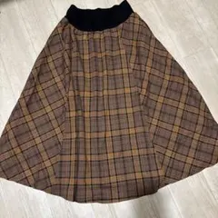 ブラウン系チェック フレアスカート