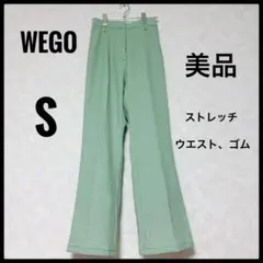 WEGO グリーンチェック柄 ストレッチ　パンツ ウエストゴム　S