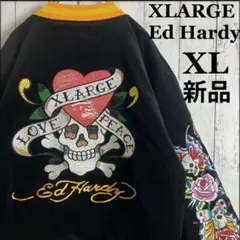 ​新品タグ付 デッドストック XLARGE エドハーディー コラボ 刺繍 XL黒