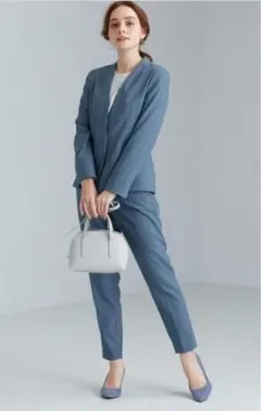 美品✨グリーンレーベルリラクシング カチリラ パンツスーツ ブルー L 手洗い可