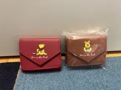 プーさん 三つ折り財布 レッド　ブラウン　財布　ミニ財布　くまのプーさん