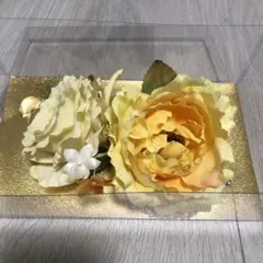 成人式結婚式に　大きめ清楚でお上品　黄色コサージュ　髪飾り