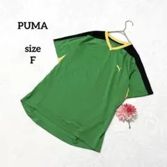 プーマ カットソー Tシャツ メッシュ ロゴ ストレッチ グリーン 薄手 半袖