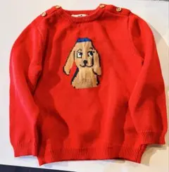 新品　90cm CYRILLUS 赤犬刺繍セーター