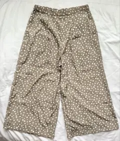 ユニクロ ドット柄 ワイドパンツ ベージュ Mサイズ