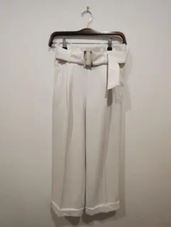 green label relaxing ホワイト ワイドパンツ ベルト付き