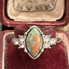 英国　ヴィンテージ　イギリス　トルコ石風　ターコイズブルー　指輪　リング　15号